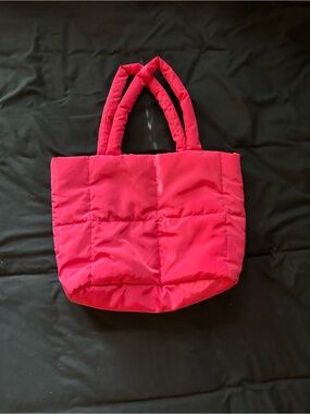 ULTA Puffer Tote Bag in Bright Pink